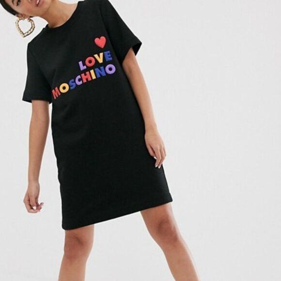 Love Moschino Fitted Dress with Rainbow Logo